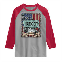 Funny Hands Off With Justice For All Raglan Shirt Statue Of Liberty American Flag