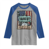 Funny Hands Off With Justice For All Raglan Shirt Statue Of Liberty American Flag