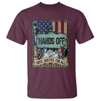 Funny Hands Off With Justice For All T Shirt Statue Of Liberty American Flag