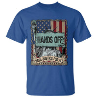 Funny Hands Off With Justice For All T Shirt Statue Of Liberty American Flag