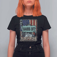Funny Hands Off With Justice For All T Shirt For Women Statue Of Liberty American Flag