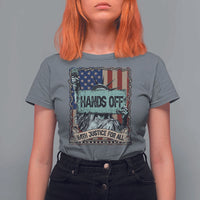 Funny Hands Off With Justice For All T Shirt For Women Statue Of Liberty American Flag