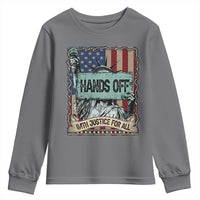 Funny Hands Off With Justice For All Youth Sweatshirt Statue Of Liberty American Flag