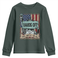 Funny Hands Off With Justice For All Youth Sweatshirt Statue Of Liberty American Flag