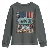 Funny Hands Off With Justice For All Youth Sweatshirt Statue Of Liberty American Flag