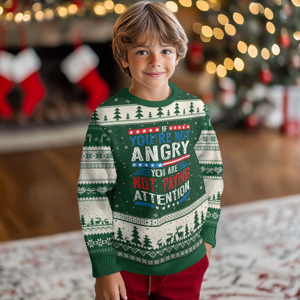 If You Are Not Angry You Are Not Paying Attention Ugly Christmas Sweater Vintage Stars And Stripes - Wonder Print Shop