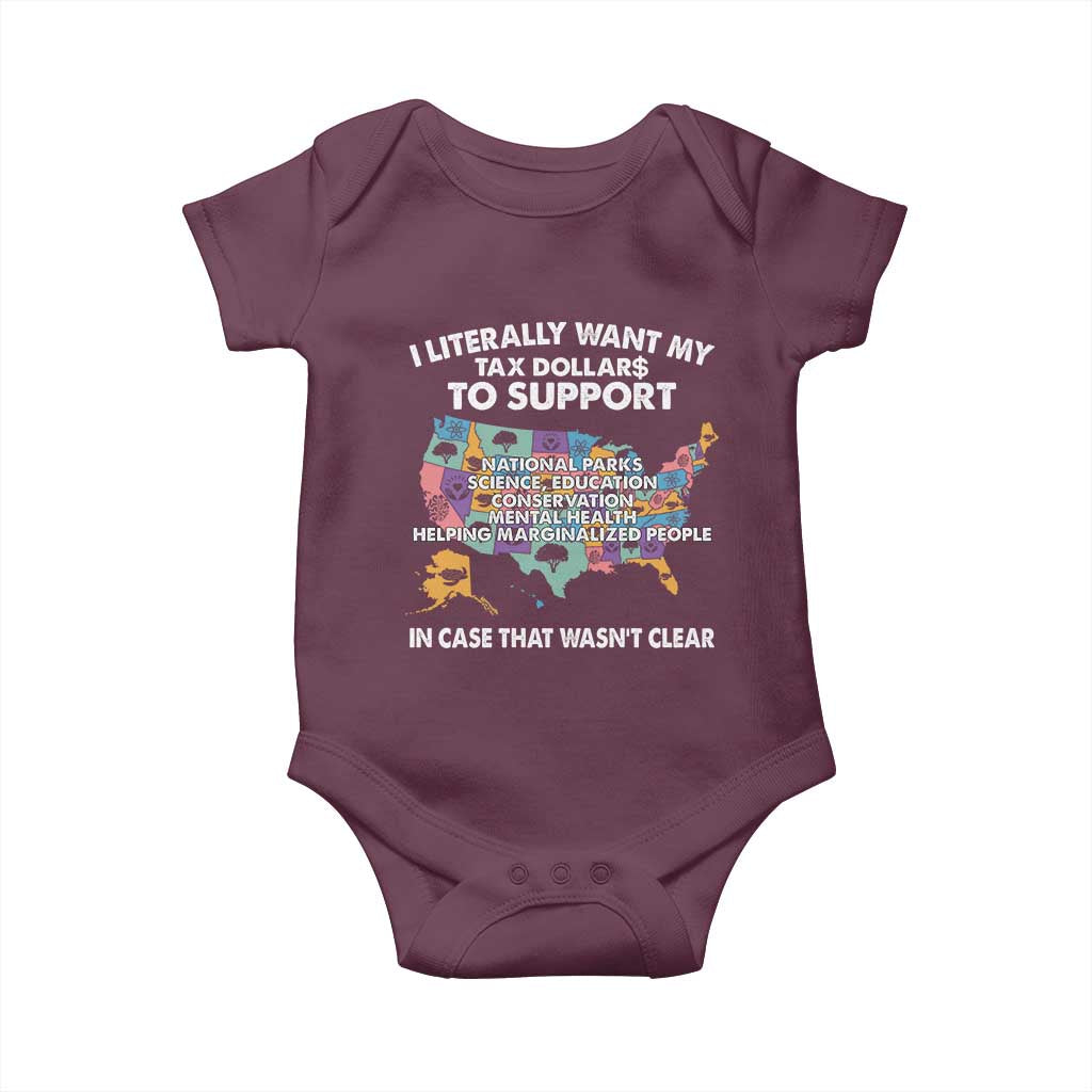 I Literally Want My Tax Dollars To Support National Parks Baby Onesie In Case That Wasn't Clear Vintage American Map