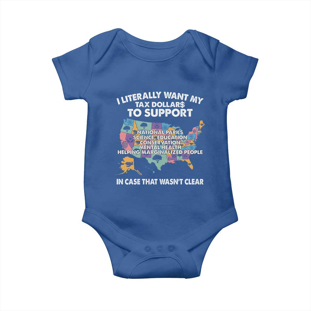 I Literally Want My Tax Dollars To Support National Parks Baby Onesie In Case That Wasn't Clear Vintage American Map