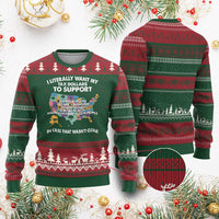 I Literally Want My Tax Dollars To Support National Parks Ugly Christmas Sweater In Case That Wasn't Clear Vintage American Map - Wonder Print Shop