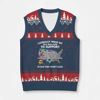 I Literally Want My Tax Dollars To Support National Parks V-Neck Knit Sweater Vest In Case That Wasn't Clear Vintage American Map - Wonder Print Shop