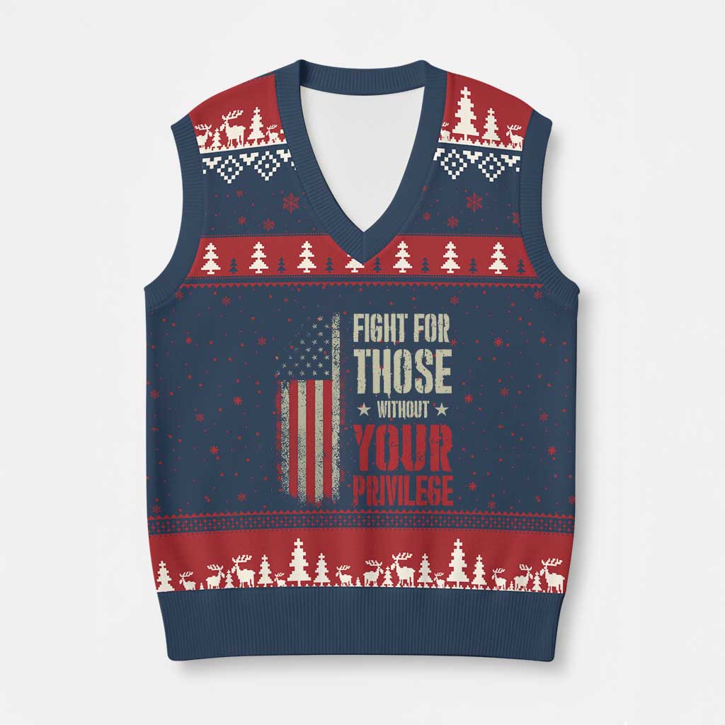 Fight For Those Without Your Privilege V-Neck Knit Sweater Vest - Wonder Print Shop