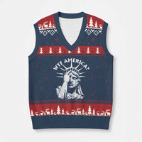 Funny Statue Of Liberty WTF America V-Neck Knit Sweater Vest - Wonder Print Shop