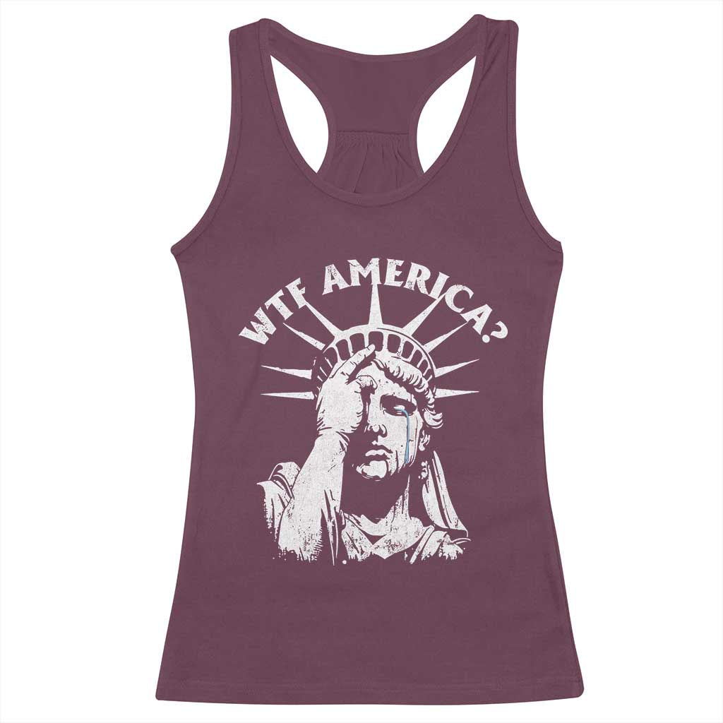 Funny Statue Of Liberty WTF America Racerback Tank Top