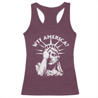 Funny Statue Of Liberty WTF America Racerback Tank Top