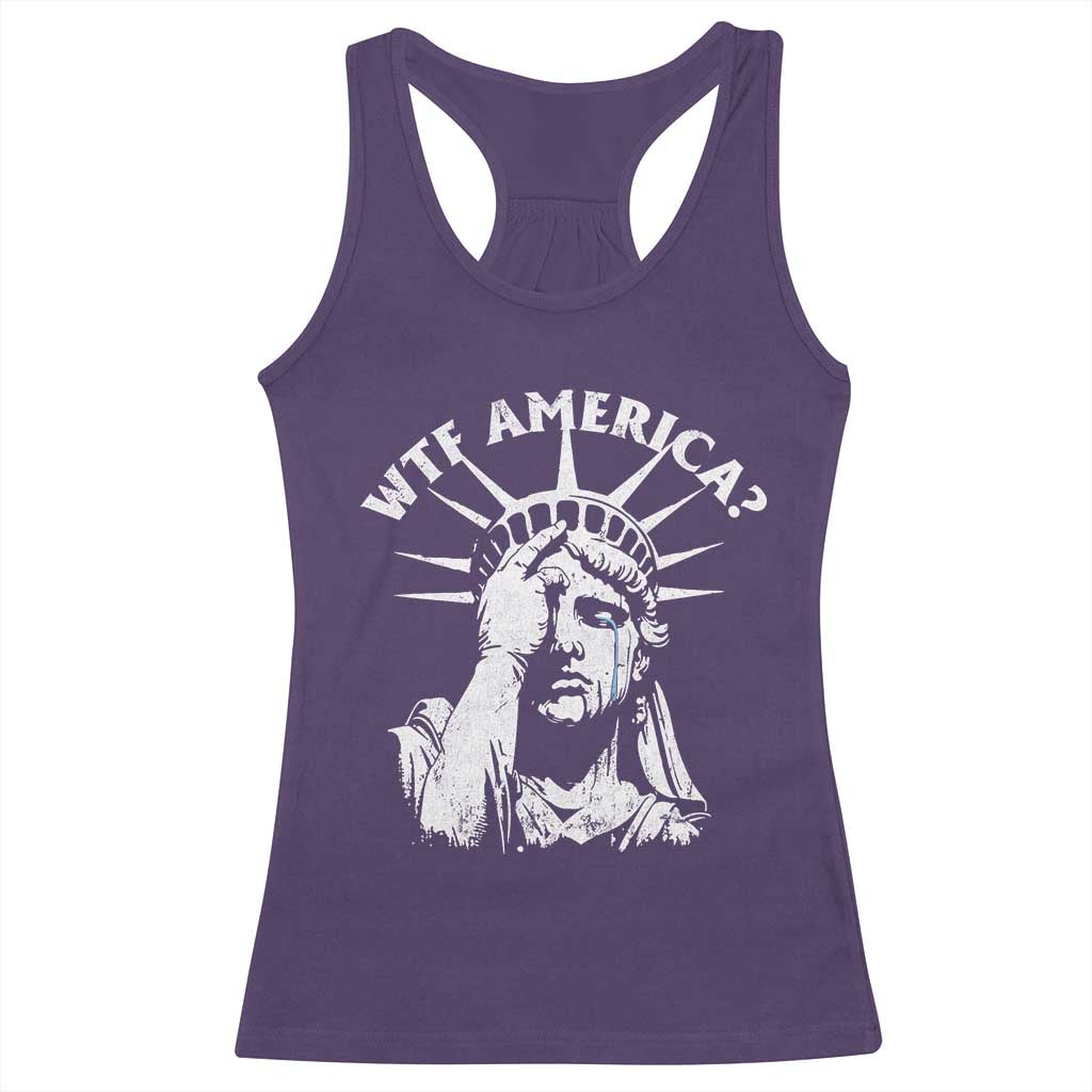 Funny Statue Of Liberty WTF America Racerback Tank Top