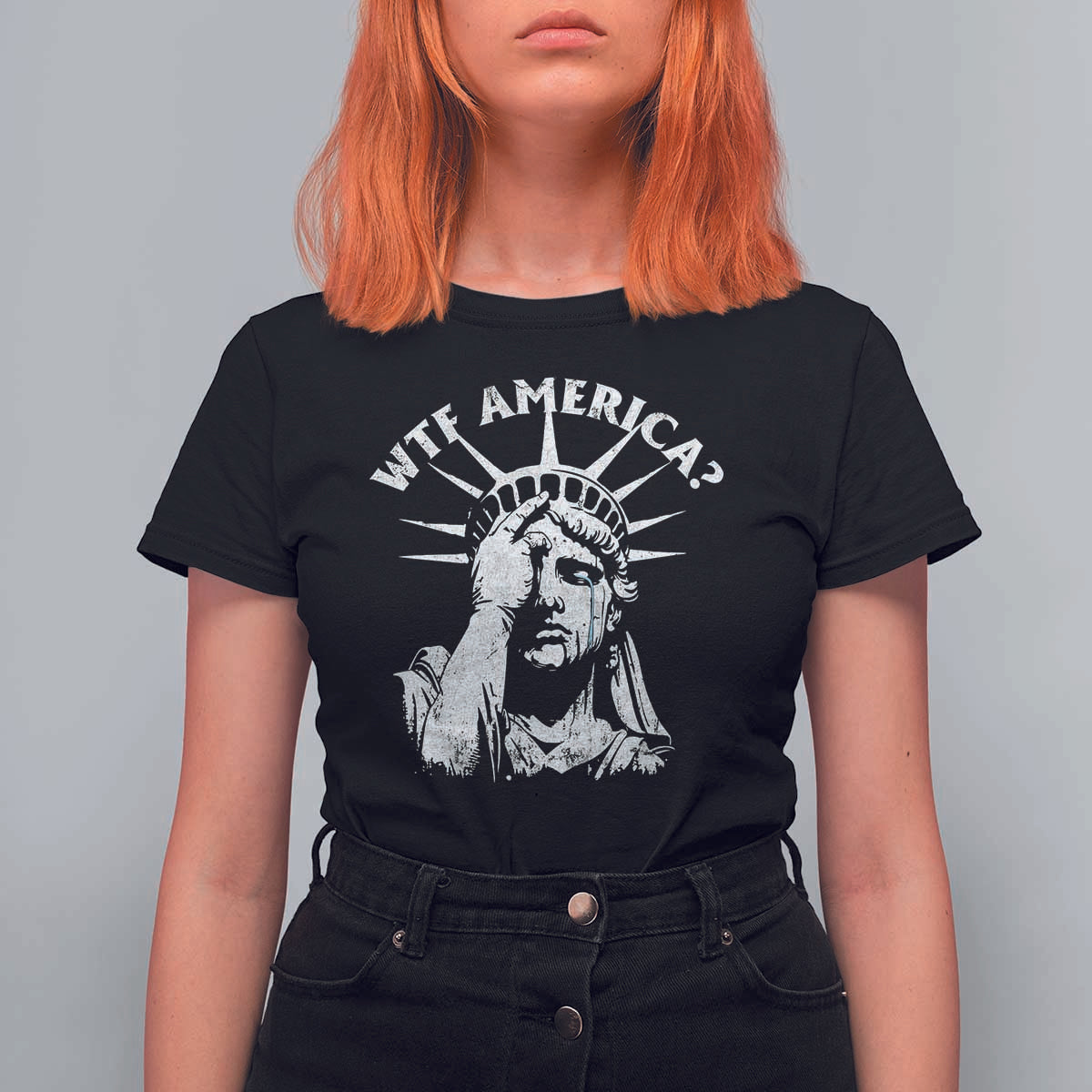 Funny Statue Of Liberty WTF America T Shirt For Women