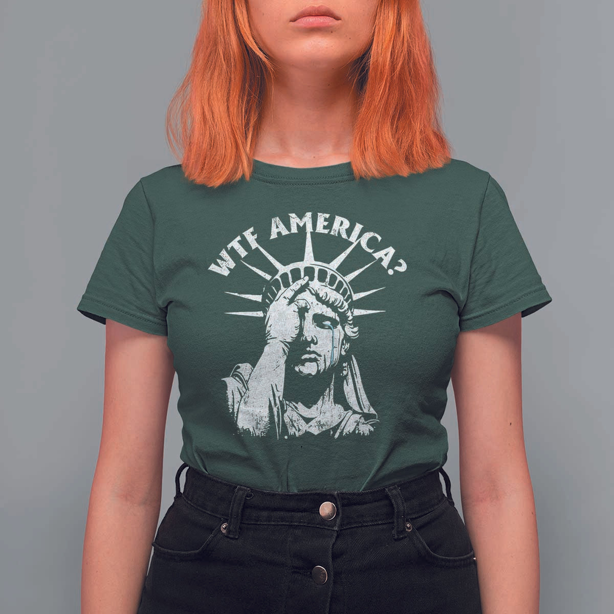 Funny Statue Of Liberty WTF America T Shirt For Women