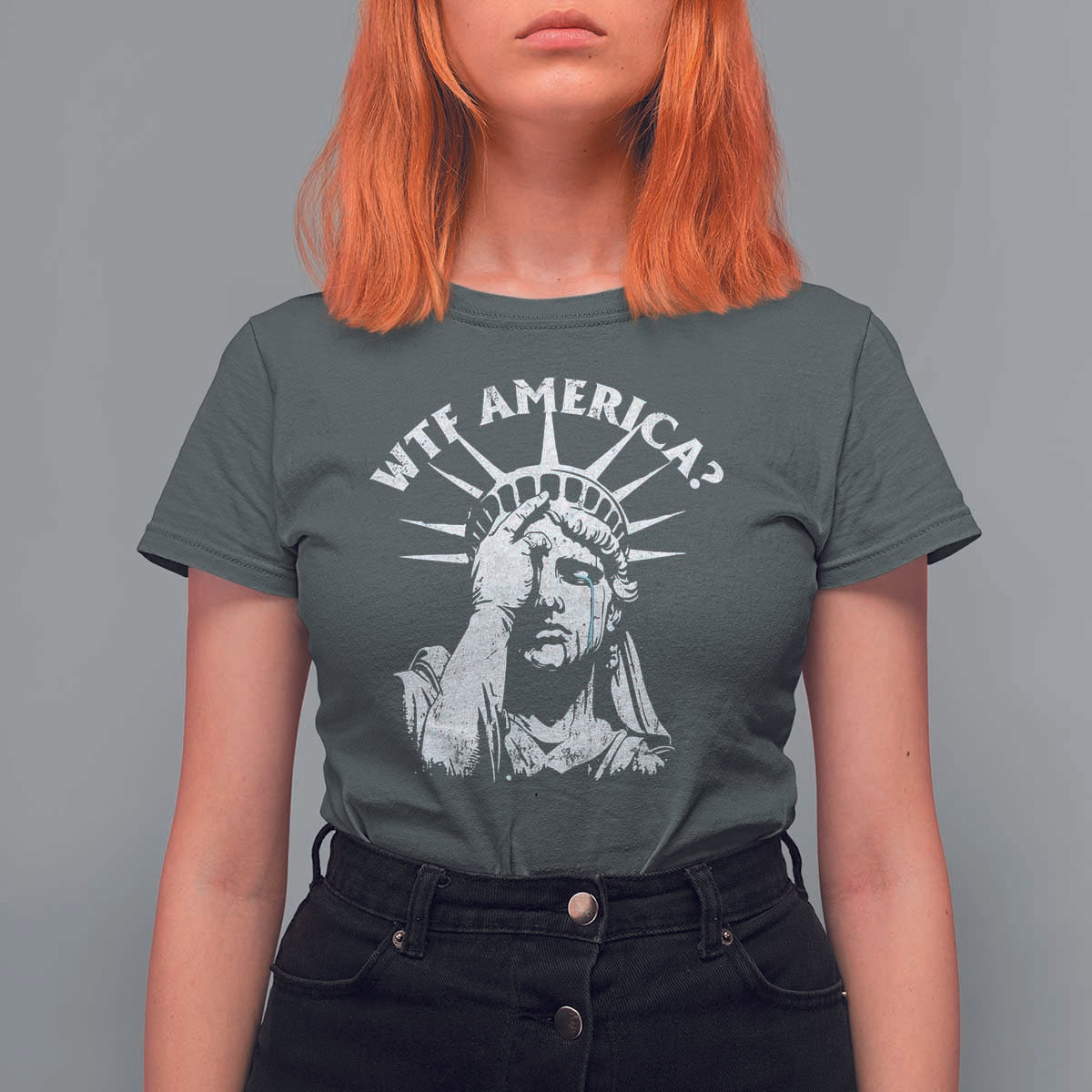 Funny Statue Of Liberty WTF America T Shirt For Women
