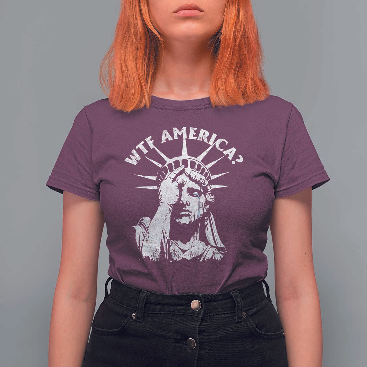 Funny Statue Of Liberty WTF America T Shirt For Women