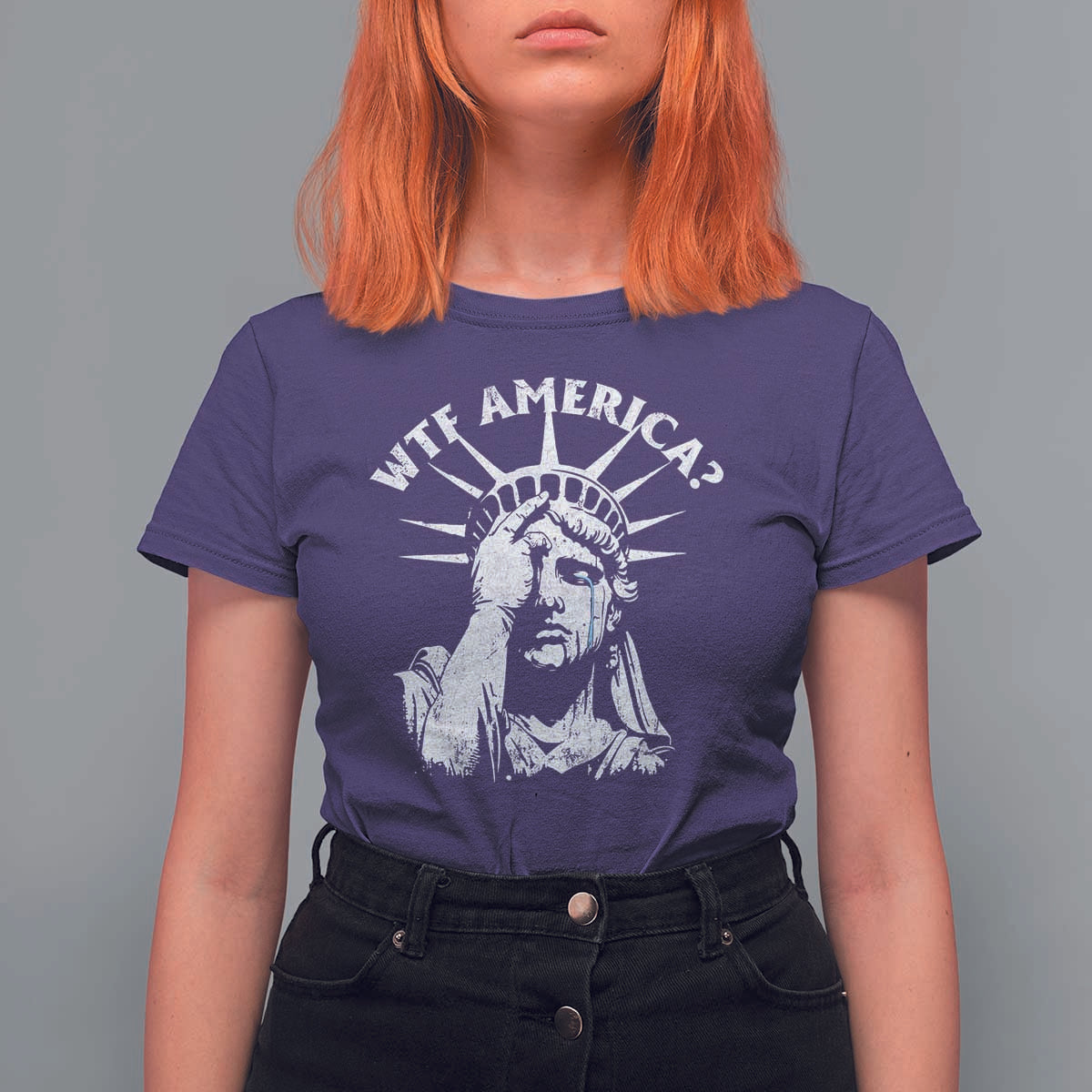 Funny Statue Of Liberty WTF America T Shirt For Women