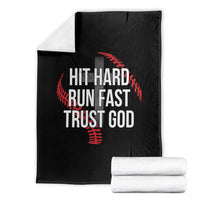 Hit Hard Run Fast Trust God Christian Baseball Throw Blanket