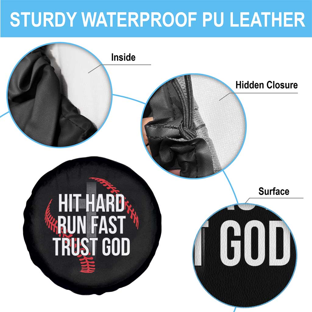 Hit Hard Run Fast Trust God Christian Baseball Spare Tire Cover