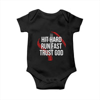 Hit Hard Run Fast Trust God Christian Baseball Baby Onesie