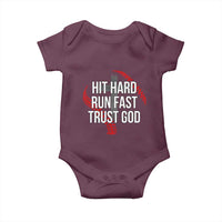 Hit Hard Run Fast Trust God Christian Baseball Baby Onesie