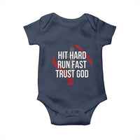 Hit Hard Run Fast Trust God Christian Baseball Baby Onesie
