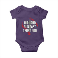 Hit Hard Run Fast Trust God Christian Baseball Baby Onesie