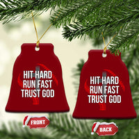Hit Hard Run Fast Trust God Christian Baseball Ceramic Ornament