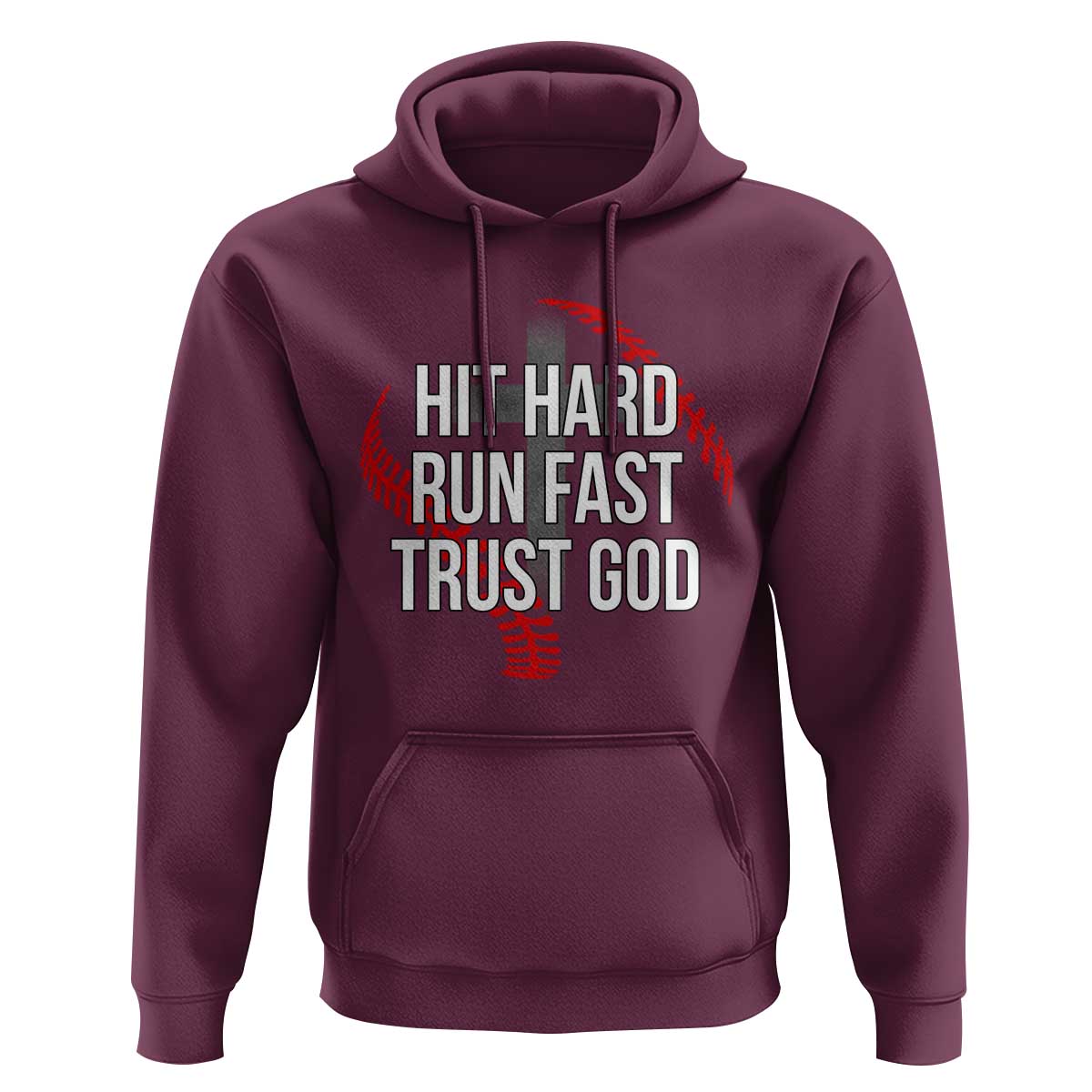 Hit Hard Run Fast Trust God Christian Baseball Hoodie