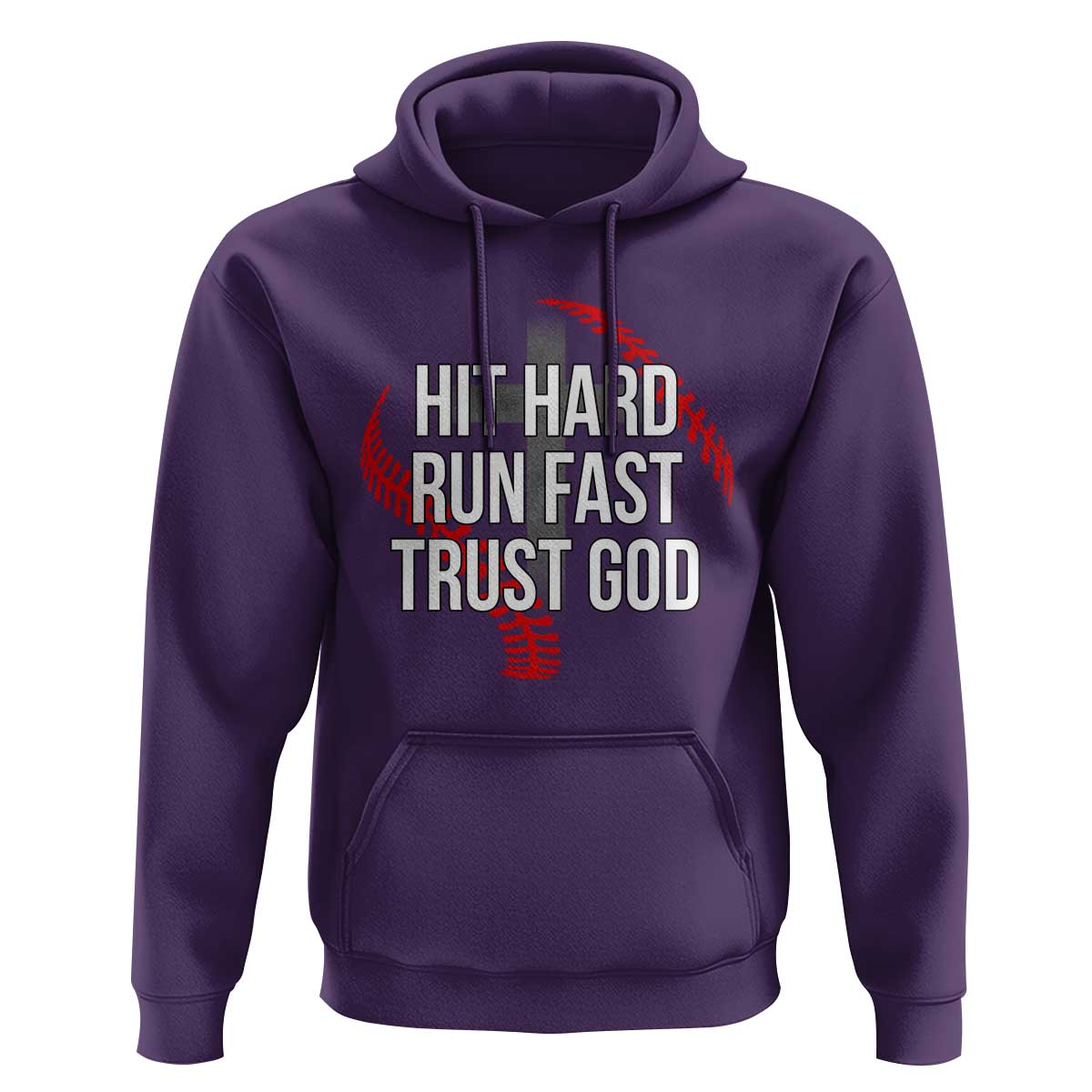 Hit Hard Run Fast Trust God Christian Baseball Hoodie