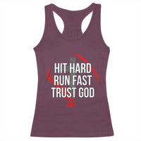 Hit Hard Run Fast Trust God Christian Baseball Racerback Tank Top