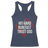 Hit Hard Run Fast Trust God Christian Baseball Racerback Tank Top