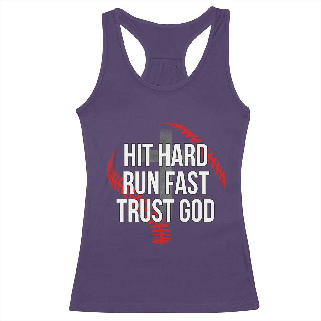 Hit Hard Run Fast Trust God Christian Baseball Racerback Tank Top