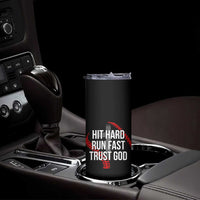 Hit Hard Run Fast Trust God Christian Baseball Skinny Tumbler