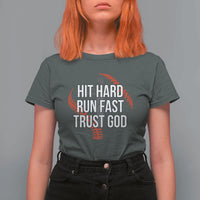 Hit Hard Run Fast Trust God Christian Baseball T Shirt For Women