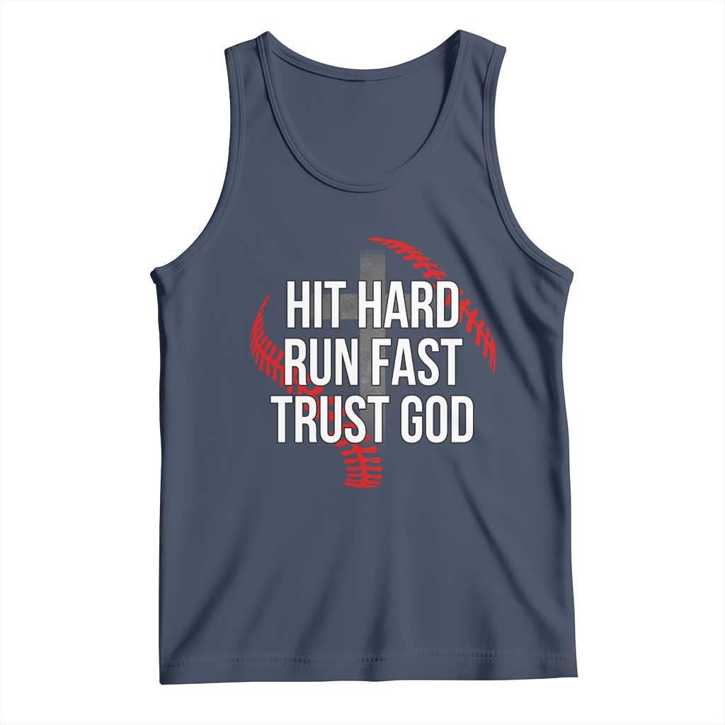Hit Hard Run Fast Trust God Christian Baseball Tank Top