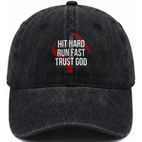 Hit Hard Run Fast Trust God Christian Baseball Washed Cotton Baseball Cap