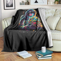 Astronaut Earth Flowers Spaceman Planet Galaxy Universe Throw Blanket