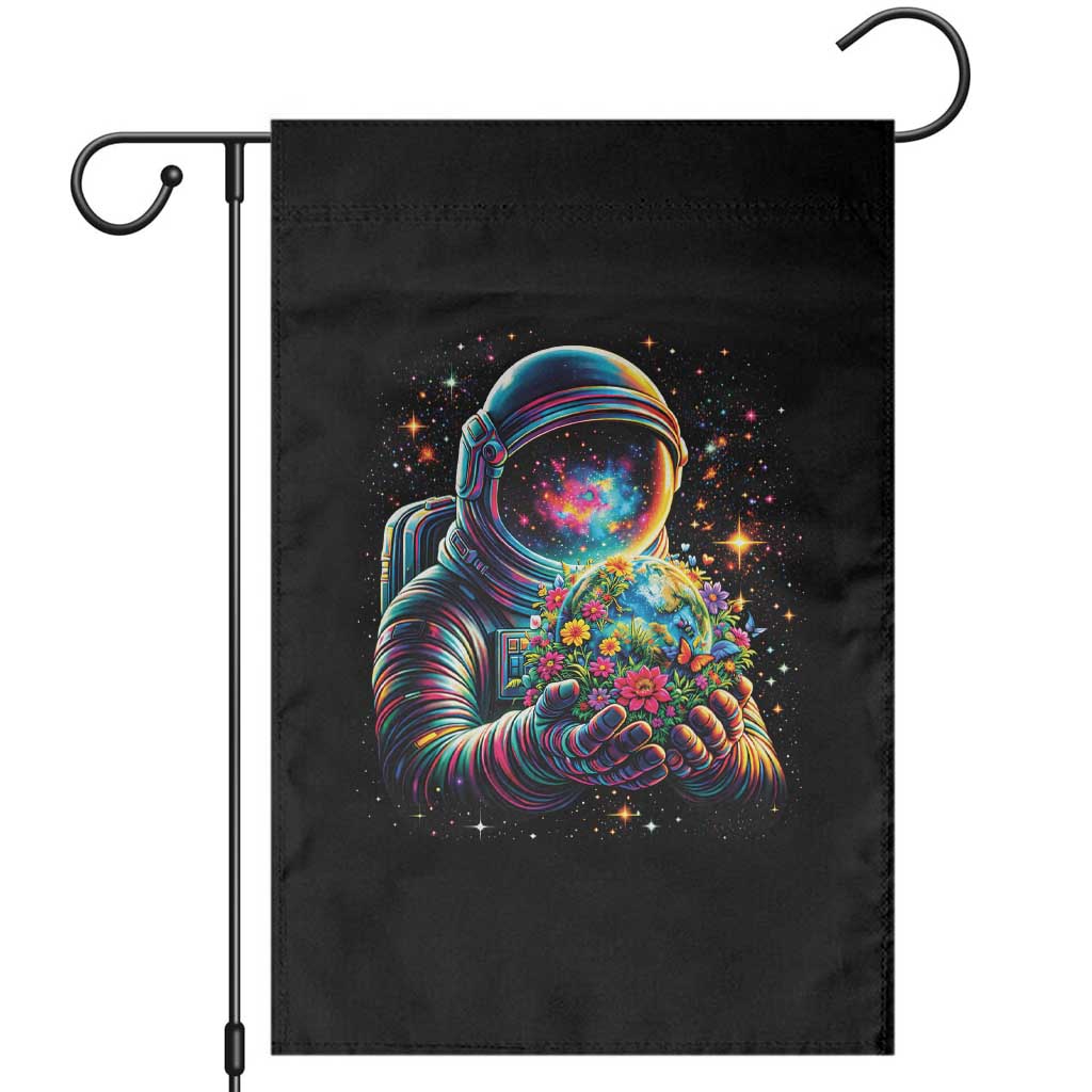 Astronaut Earth Flowers Spaceman Planet Galaxy Universe Garden Flag