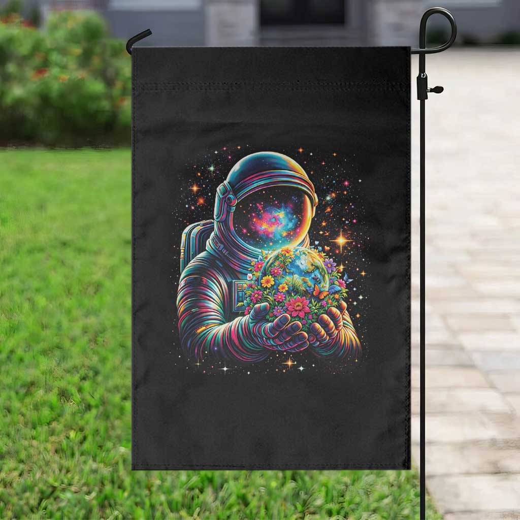Astronaut Earth Flowers Spaceman Planet Galaxy Universe Garden Flag