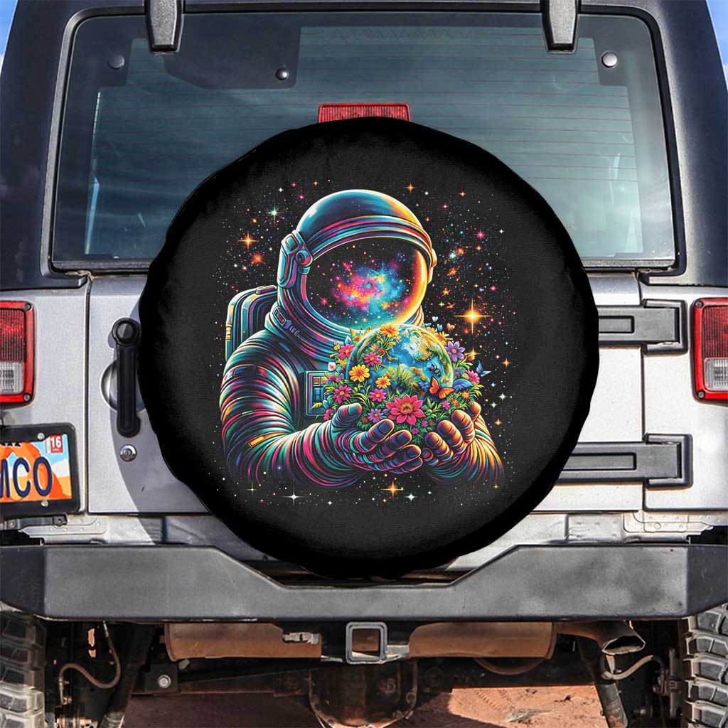 Astronaut Earth Flowers Spaceman Planet Galaxy Universe Spare Tire Cover