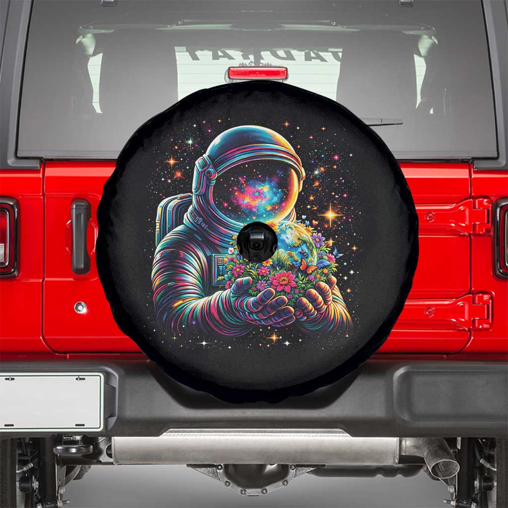 Astronaut Earth Flowers Spaceman Planet Galaxy Universe Spare Tire Cover