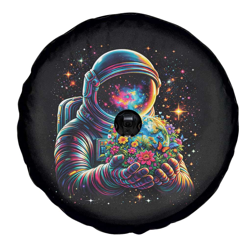 Astronaut Earth Flowers Spaceman Planet Galaxy Universe Spare Tire Cover