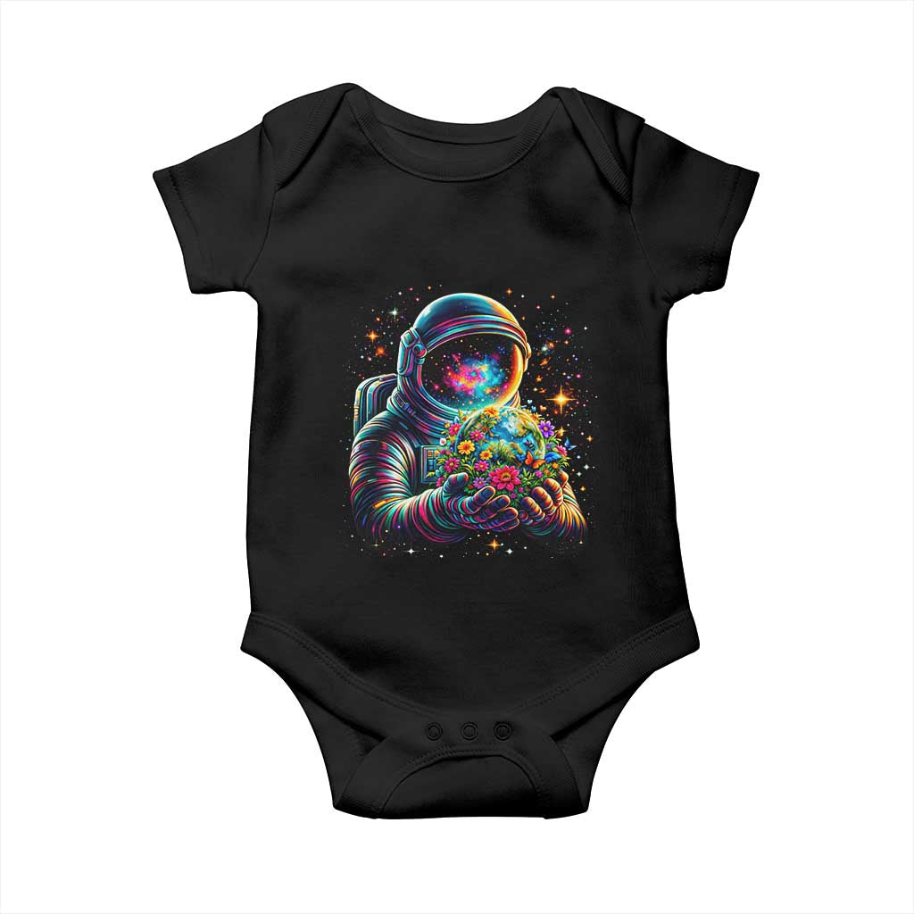 Astronaut Earth Flowers Spaceman Planet Galaxy Universe Baby Onesie