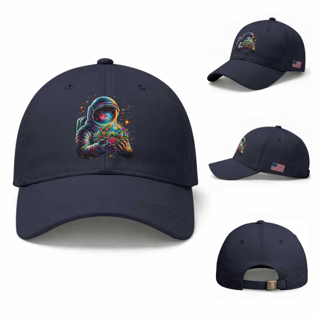 Astronaut Earth Flowers Spaceman Planet Galaxy Universe Baseball Cap