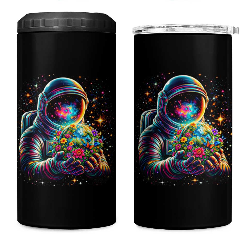 Astronaut Earth Flowers Spaceman Planet Galaxy Universe 4 in 1 Can Cooler Tumbler