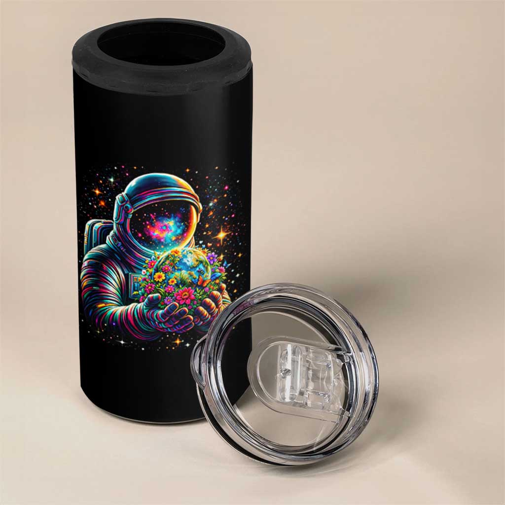 Astronaut Earth Flowers Spaceman Planet Galaxy Universe 4 in 1 Can Cooler Tumbler